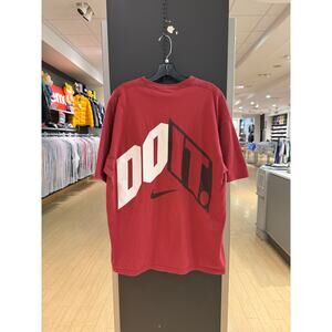 90s Nike Dark Red Just Do It Swoosh Double Sided Tee Shirt Made in USA Black Tag